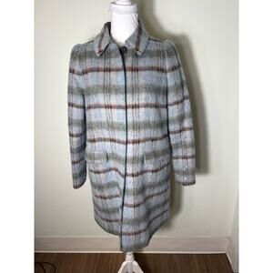Twin Set Simona Barbieri Blue Plaid Long Sleeve Coat Sz XS
